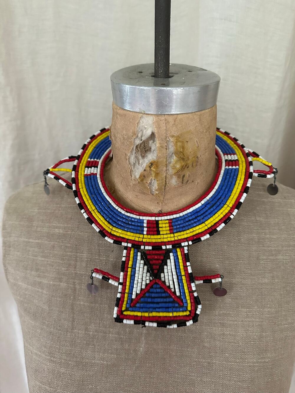 African Maasai Beaded Ceremonial Wedding Collar Necklace Tribal Art Wall Art